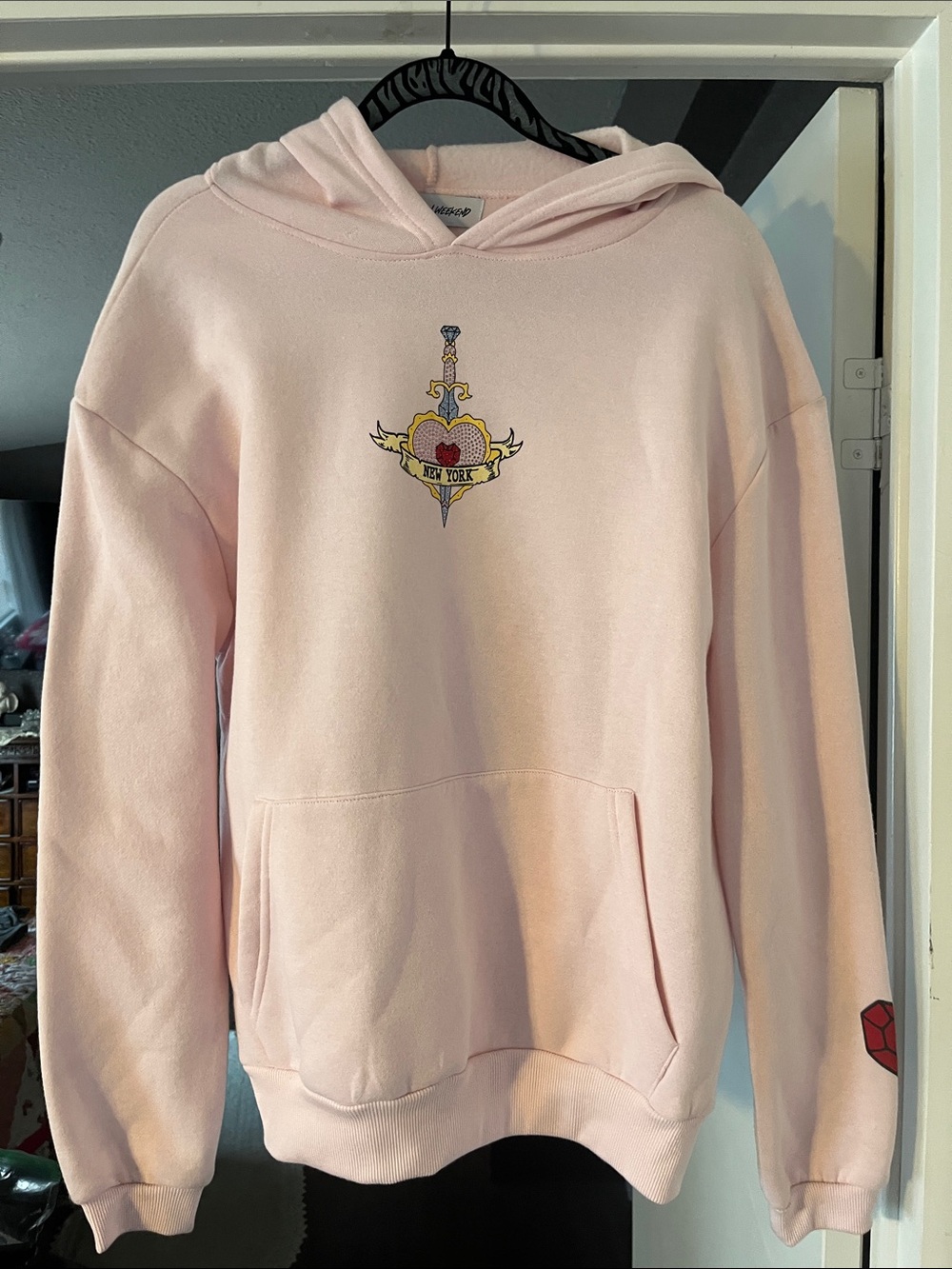 Pink Graphic jewel Heart Hoodie new